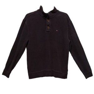 Tommy Hilfiger Men's Black 1/4 3-Button Pullover Henley Polo Athleisure XL